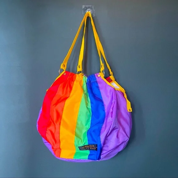 PRIDE MONTH 80’s Retro Rainbow Beach Bag - Picture 1 of 9